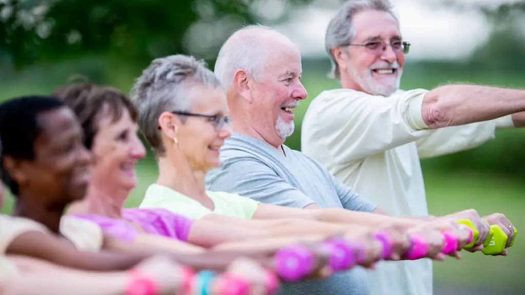 group of retirees exercising together